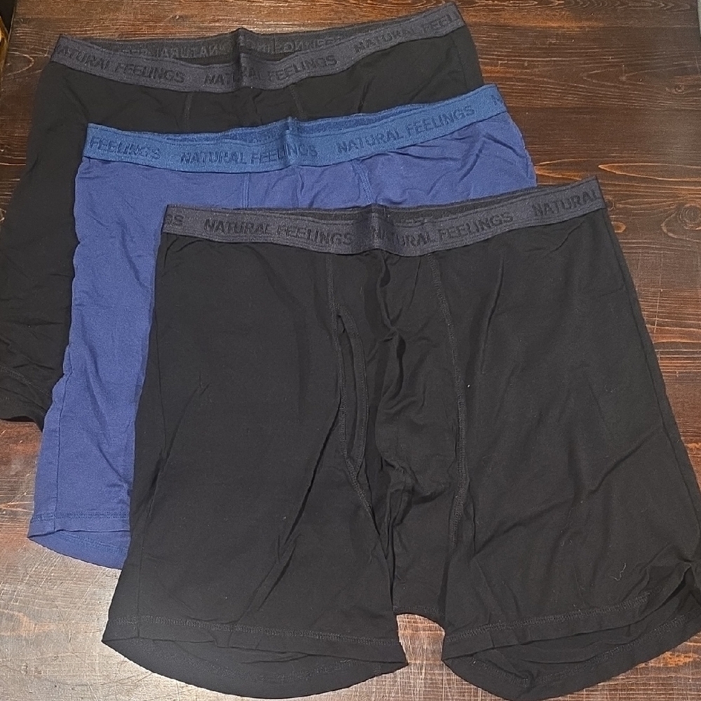 ​Natural Feelings Men's Bamboo Boxer Briefs Set of 3 XL Black Blue